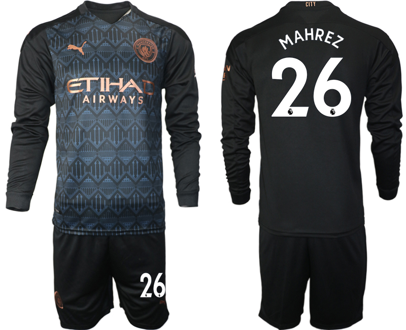 Men 2021 Manchester city home long sleeve #26 soccer jerseys